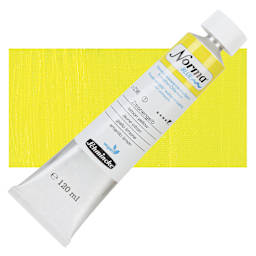 Schmincke Norma Blue Water-Mixable Oil Paint - Lemon Yellow, 120 ml tube and swatch
