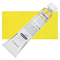 Schmincke Norma Blue Water-Mixable Oil Paint - Cadmium Yellow Hue Light, 120 ml tube and swatch