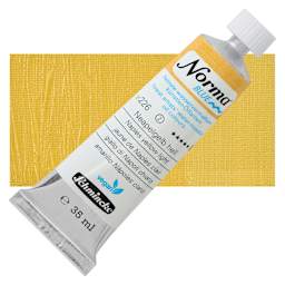 Schmincke Norma Blue Water-Mixable Oil Paint - Naples Yellow Light, 35 ml tube and swatch