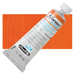 Schmincke Norma Blue Water-Mixable Oil Paint - Cadmium Orange Hue, 35 ml tube and swatch