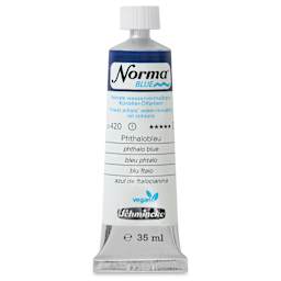 Schmincke Norma Blue Water-Mixable Oil Paint - Phthalo Blue, 35 ml, tube