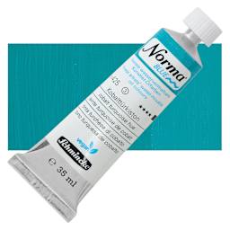 Schmincke Norma Blue Water-Mixable Oil Paint - Cobalt Turquoise Hue, 35 ml tube and swatch