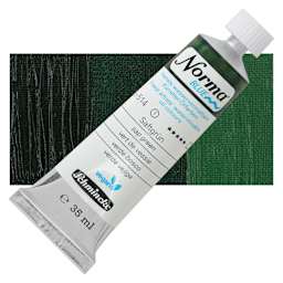Schmincke Norma Blue Water-Mixable Oil Paint - Sap Green, 35 ml tube and swatch
