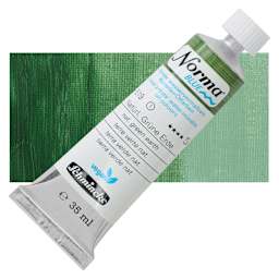 Schmincke Norma Blue Water-Mixable Oil Paint - Natural Green Earth, 35 ml, tube and swatch