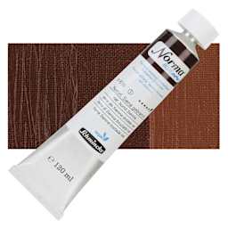 Schmincke Norma Blue Water-Mixable Oil Paint - Natural Burnt Sienna, 120 ml tube and swatch