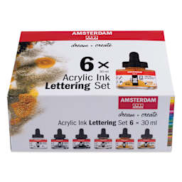 Amsterdam Acrylic Ink - Lettering, Set of 6 (top of packaging)