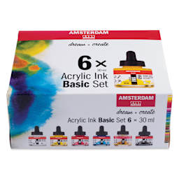 Amsterdam Acrylic Ink - Basic, Set of 6 (top of packaging)