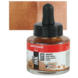 Amsterdam Acrylic Ink - Bronze, 30 ml bottle and swatch