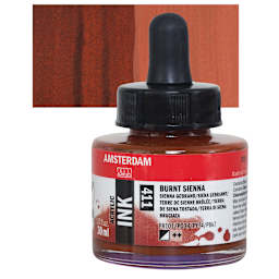 Amsterdam Acrylic Ink - Burnt Sienna, 30 ml bottle and swatch