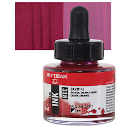 Amsterdam Acrylic Ink - Carmine, 30 ml bottle and swatch