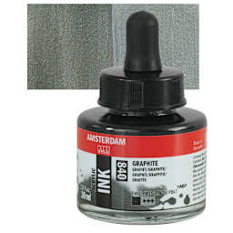 Amsterdam Acrylic Ink - Graphite, 30 ml bottle and swatch