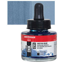 Amsterdam Acrylic Ink - Grey Blue, 30 ml bottle and swatch