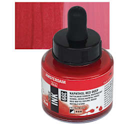Amsterdam Acrylic Ink - Naphthol Red Deep, 30 ml bottle and swatch