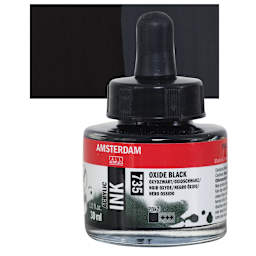 Amsterdam Acrylic Ink - Oxide Black, 30 ml bottle and swatch