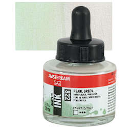 Amsterdam Acrylic Ink - Pearl Green, 30 ml bottle and swatch