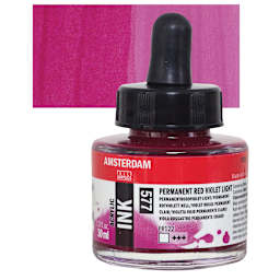 Amsterdam Acrylic Ink - Red Violet Light, 30 ml bottle and swatch