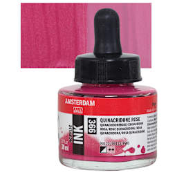 Amsterdam Acrylic Ink - Quinacridone Rose, 30 ml bottle and swatch