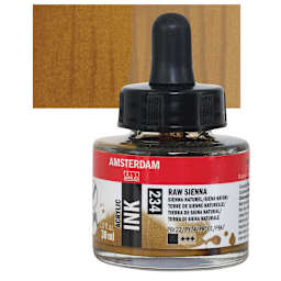 Amsterdam Acrylic Ink - Raw Sienna, 30 ml bottle and swatch