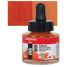 Amsterdam Acrylic Ink - Vermilion, 30 ml bottle and swatch