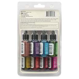Ranger Tim Holtz Alcohol Ink - Spectrum Bright, Set of 8, 05 oz, back of the packaging
