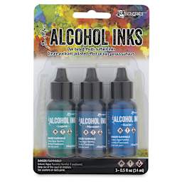 Ranger Tim Holtz Alcohol Ink - Teal/Blue, Set of 3 in package