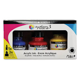Daler-Rowney System3 Acrylic Inks - Starter Colors, Set of 3 (front of package)