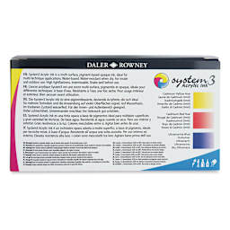 Daler-Rowney System3 Acrylic Inks - Starter Colors, Set of 3 (back of package)