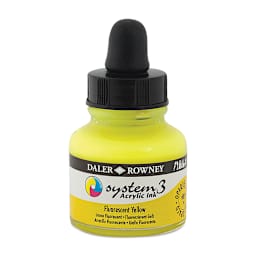 Daler-Rowney System3 Acrylic Ink - Fluorescent Yellow, 1 oz