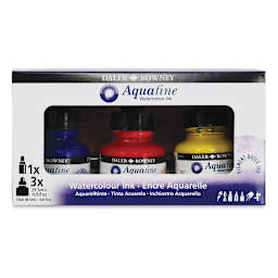 Daler-Rowney Aquafine Watercolour Inks - Starter Colors, Set of 3 (front of package)