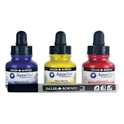 Daler-Rowney Aquafine Watercolour Ink Sets - Set of 3 Starter Colors shown