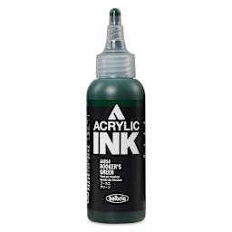 Holbein Acrylic Ink - Hooker's Green, 100 ml, front of the bottle
