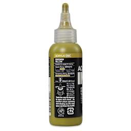 Holbein Acrylic Ink - Greenish Yellow, 100 ml, back of the bottle