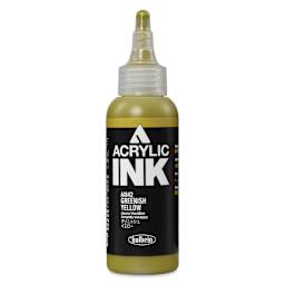 Holbein Acrylic Ink - Greenish Yellow, 100 ml, front of the bottle