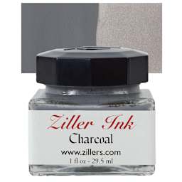 Ziller Ink - Charcoal, 1 oz bottle and swatch