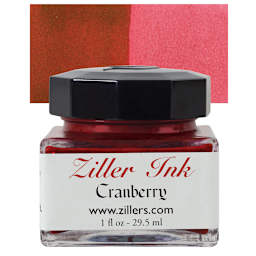 Ziller Ink - Cranberry, 1 oz bottle and swatch