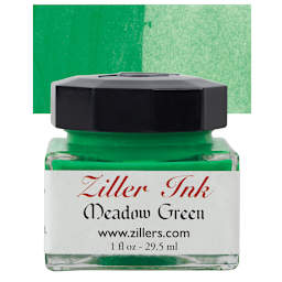 Ziller Ink - Meadow Green, 1 oz bottle and swatch