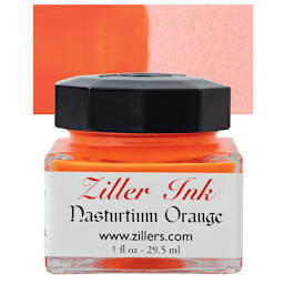 Ziller Ink - Nastrurium Orange, 1 oz bottle and swatch