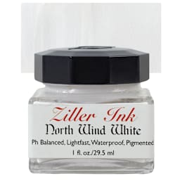 Ziller Ink - North Wind White, 1 oz bottle and swatch