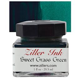 Ziller Ink - Sweet Grass Green, 1 oz bottle and swatch