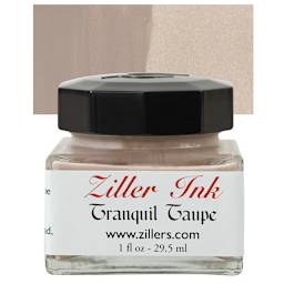 Ziller Ink - Tranquil Taupe, 1 oz bottle and swatch