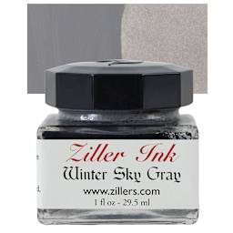 Ziller Ink - Winter Sky Gray, 1 oz bottle and swatch