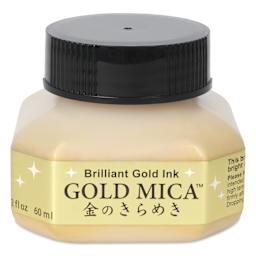 Kuretake Mica Calligraphy Ink - Brilliant Gold, front of the jar