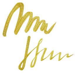 Kuretake Mica Calligraphy Ink - Brilliant Gold, 60 ml, swatch