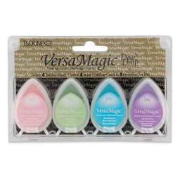 Tsukineko VersaMagic Dew Drop Ink Pads - Front of package of Set of 4 Pretty Pastels