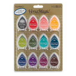 Tsukineko VersaMagic Dew Drop Ink Pads - Front of blister package of 12 pc Assorted Colors
