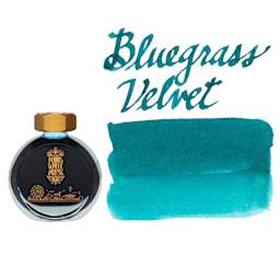 Ferris Wheel Press Fountain Pen Ink - Bluegrass Velvet, 38 ml, bottle and swatch
