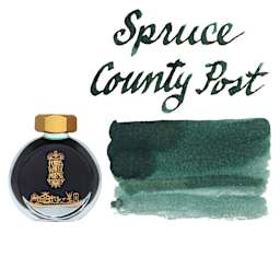 Ferris Wheel Press Fountain Pen Ink - Spruce County Post, swatch and bottle