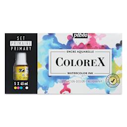 Pebeo Colorex Inks - Set of 5, Primary Colors, 45 ml, front of packaging