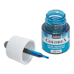 Pebeo Colorex Inks - Cyan, 45 ml, cap off