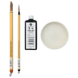 Yasutomo Bokuju Sumi Set, contents laid out